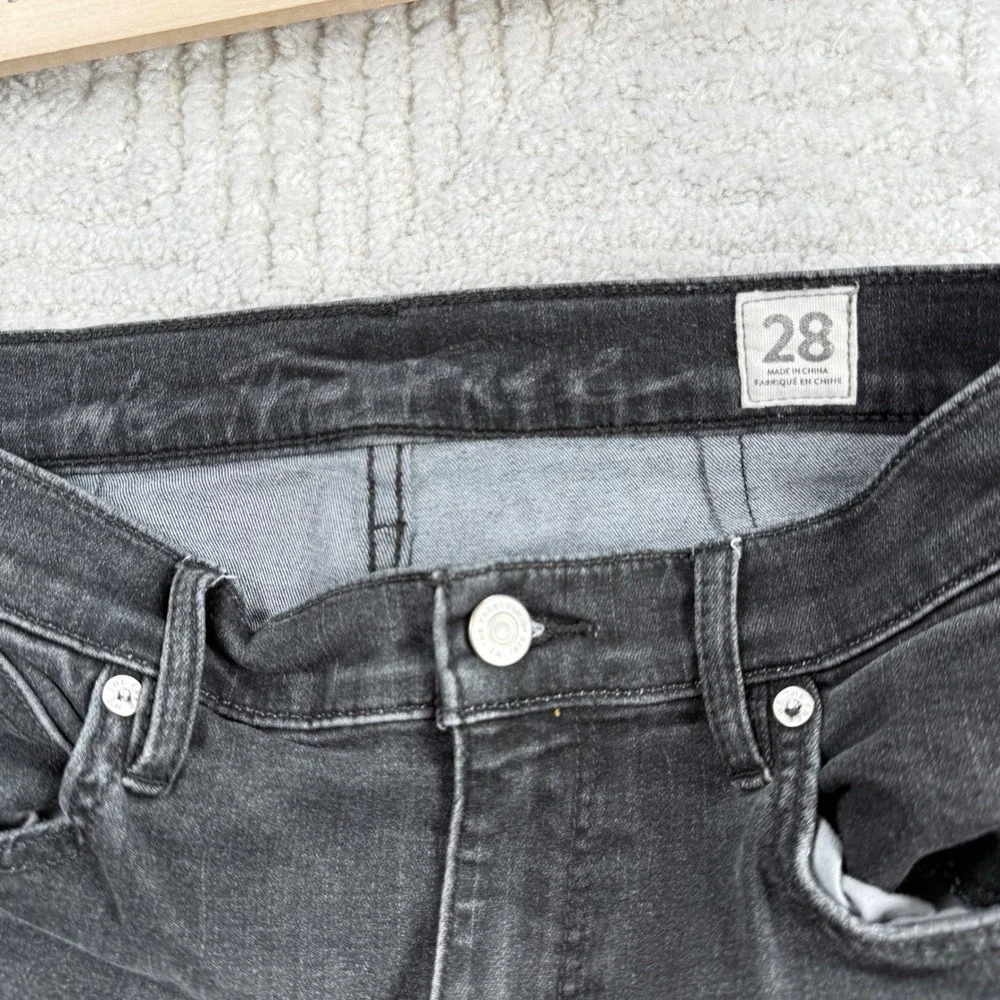 Free People Distressed Skinny Jeans Women 28 Faded Black High Rise Grunge Rocker